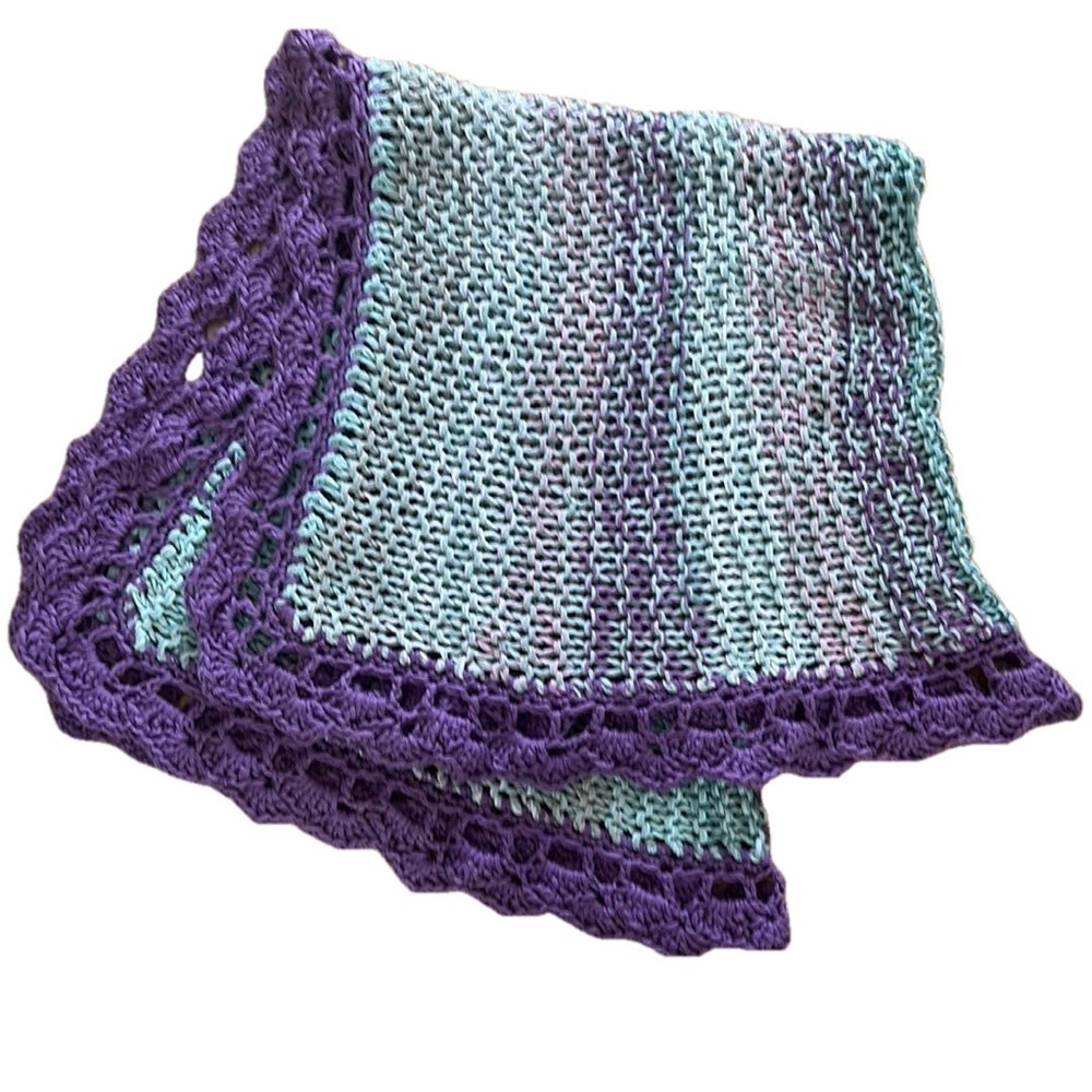 Handmade 40 x 38” Crochet Throw Lap or Baby Blanket Handmade Nursery Shower Gift